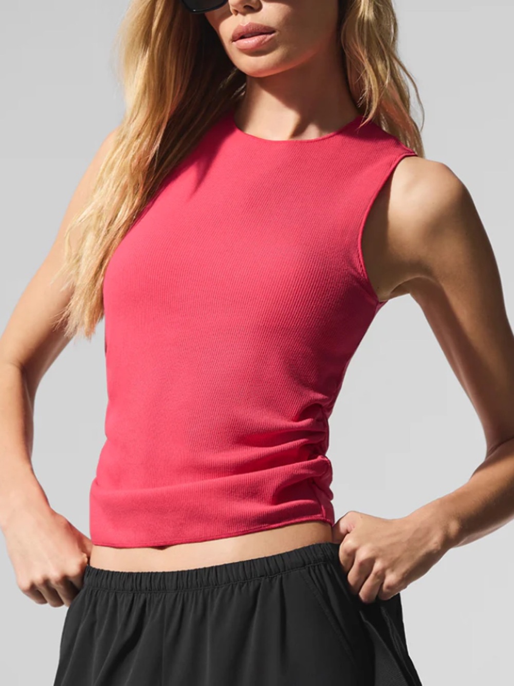 ALO Ribbed En Pointe Tank - Candy Red